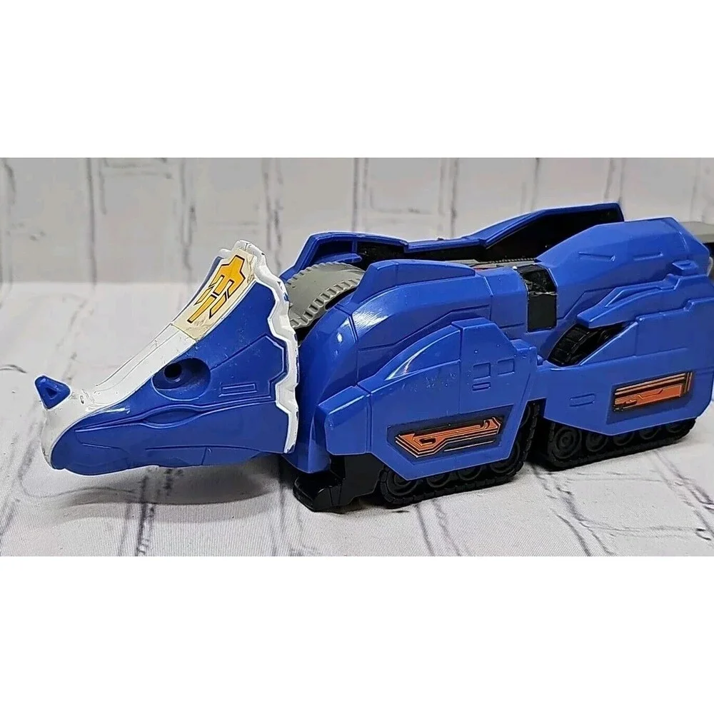 1991 MMPR Power Rangers Triceratops ZORD Blue with NO HORNS or TAIL GUN For Part